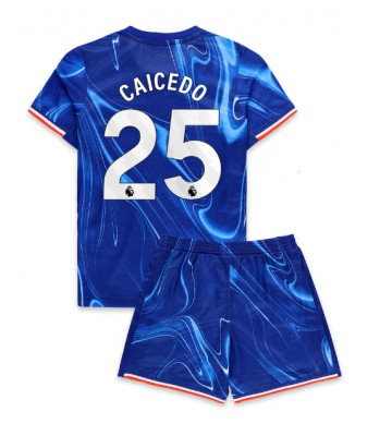 Chelsea Moises Caicedo #25 Primera Equipación Niños 2024-25 Manga Corta (+ Pantalones cortos)